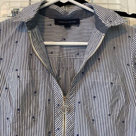 Tommy Hilfiger 1/2 zip blouse - Palm Trees - Size XS - Picture 3 of 7